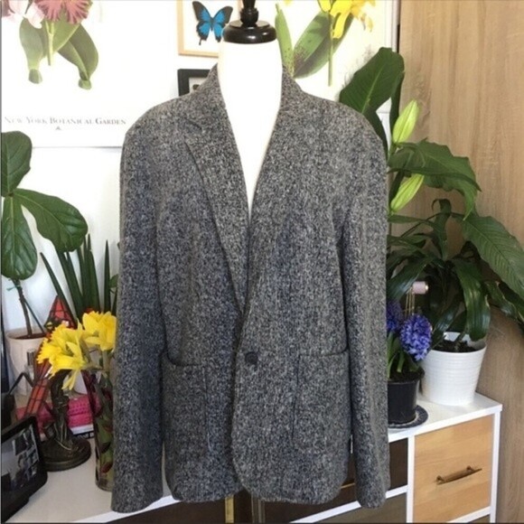 ATM Grey Warm‎ Boyfriend Knit Relaxed Blazer Size L - Picture 6 of 9